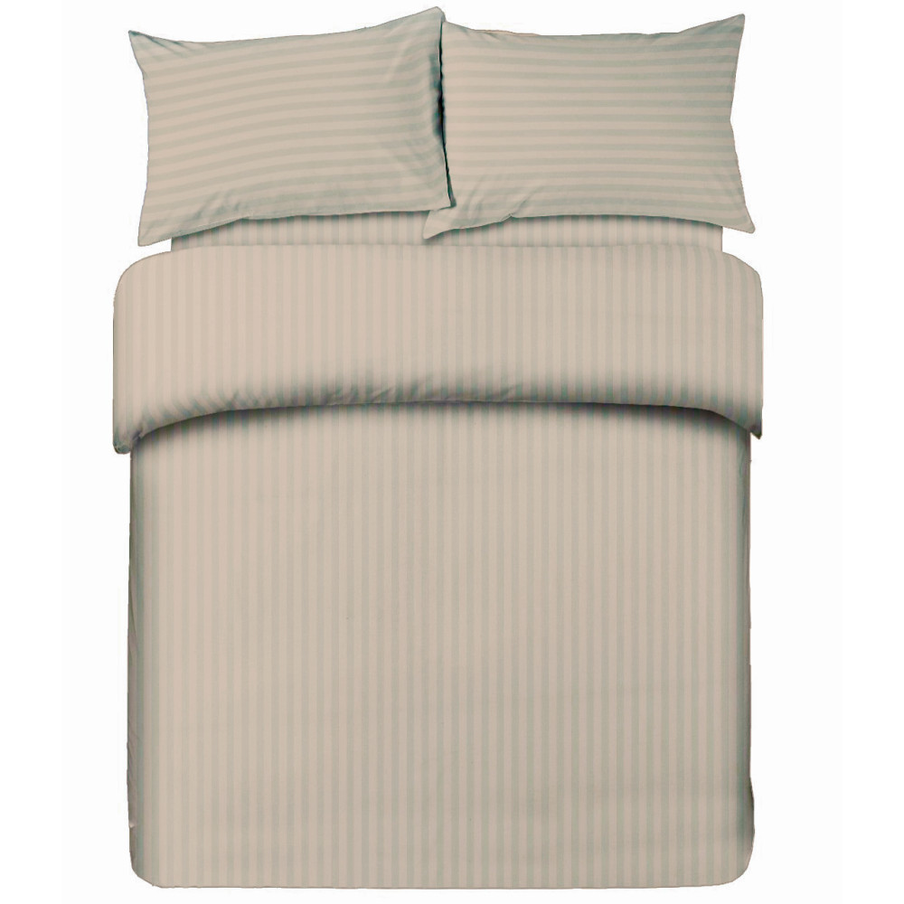 Ensemble de draps doubles en microfibre, gris tourterelle, satin rayé, sans repassage, 2 carrés