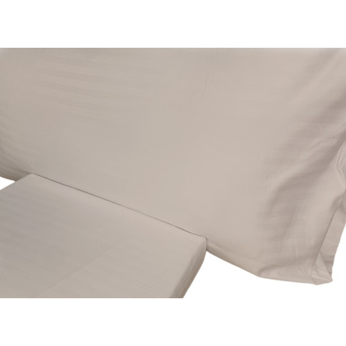 Ensemble de draps doubles en microfibre, gris tourterelle, satin rayé, sans repassage, 2 carrés