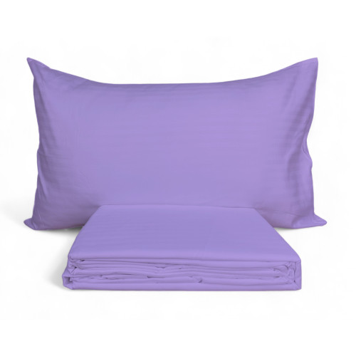 Microfiber double sheet set, lilac, striped satin, no iron, 2 squares