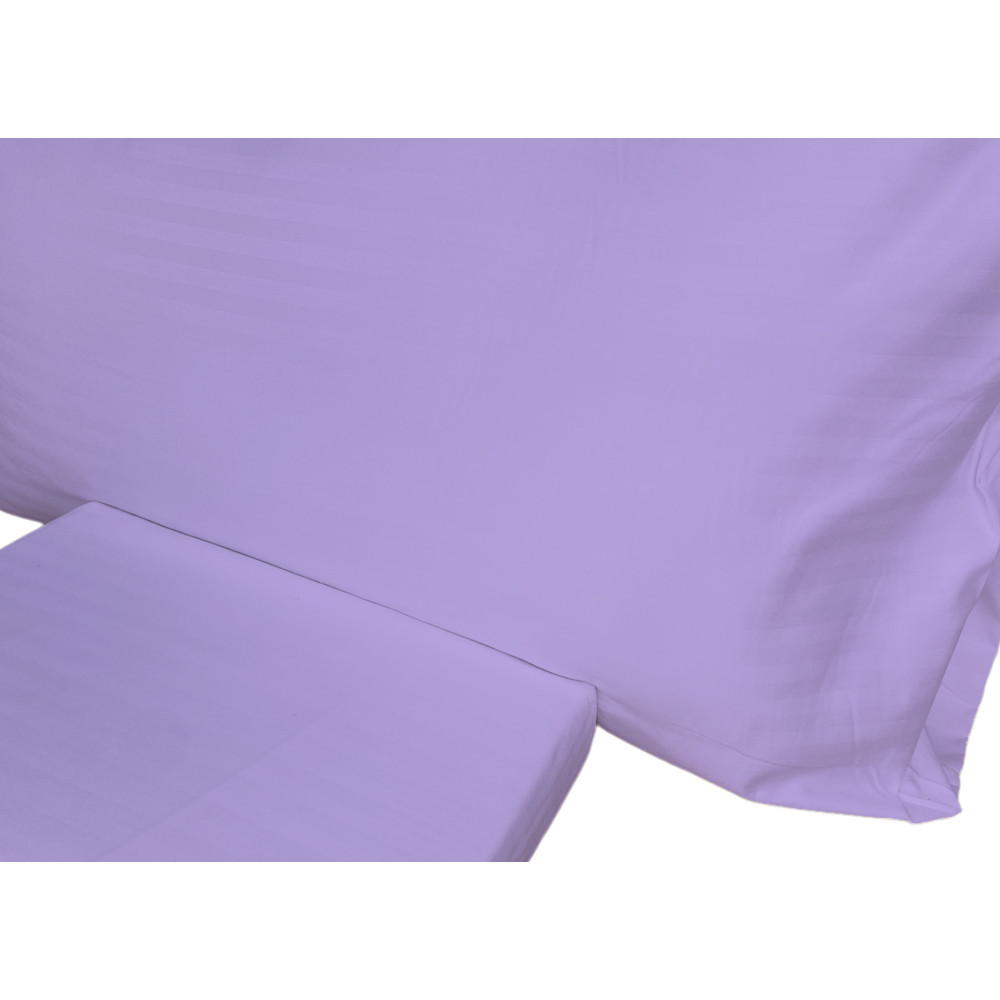Microfiber double sheet set, lilac, striped satin, no iron, 2 squares