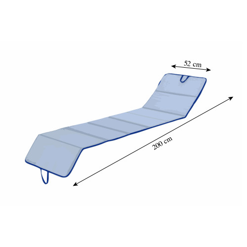 Folding Mat for Beach Bed, Deckchair, Swimming Pool, Double Face 52x200 and thickness 2 cm, with handles, color Blue/Light Blue