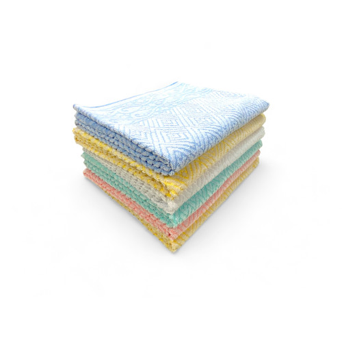 Lot de 6 grandes serviettes de bain, modèle Venere, Jacquard, pur coton, couleurs assorties, Made in Italy