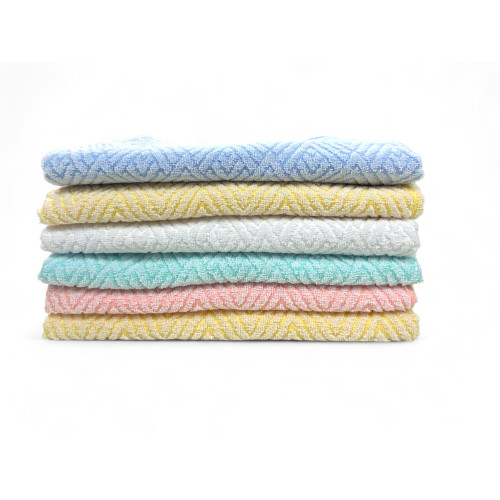 Lot de 6 grandes serviettes de bain, modèle Venere, Jacquard, pur coton, couleurs assorties, Made in Italy