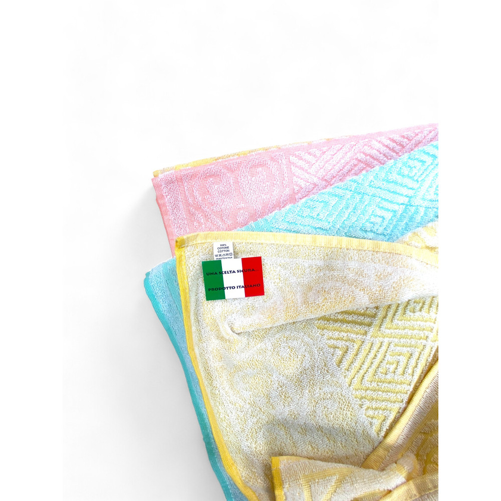 Set 6 Asciugamani Bagno Grandi, Modello Venere, Jacquard, Puro Cotone, Colori Assortiti, Made in Italy
