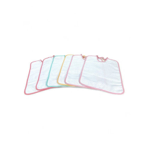 SET 6 BAVAGLINI BAVETTE bambino POLLICINO © cm. 28 x 33 bavaglio con elastico puro cotone con tela AIDA per ricamare il nome