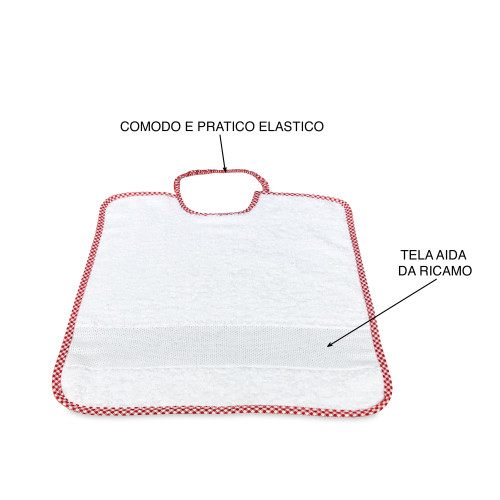 SET 6 BIBS BIBS FOR CHILDREN THUMB CM ©. 28x33 Pure Cotton Elastic Gag with AIDA Canvas to Embroider Name