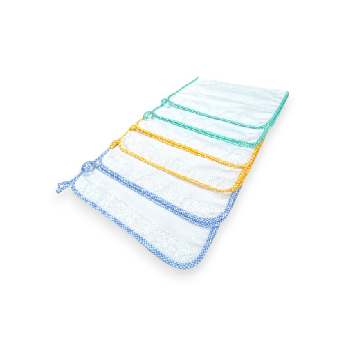 JUEGO DE 6 TOALLAS DE JARDÍN DE INFANTES © con bordes en COLOR LISO con lona AIDA para bordar el nombre