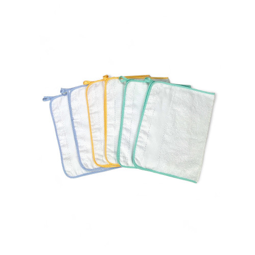 SET OF 6 THUMB © KINDERGARTEN TOWELS edged in SOLID COLOR with AIDA canvas to embroider the name
