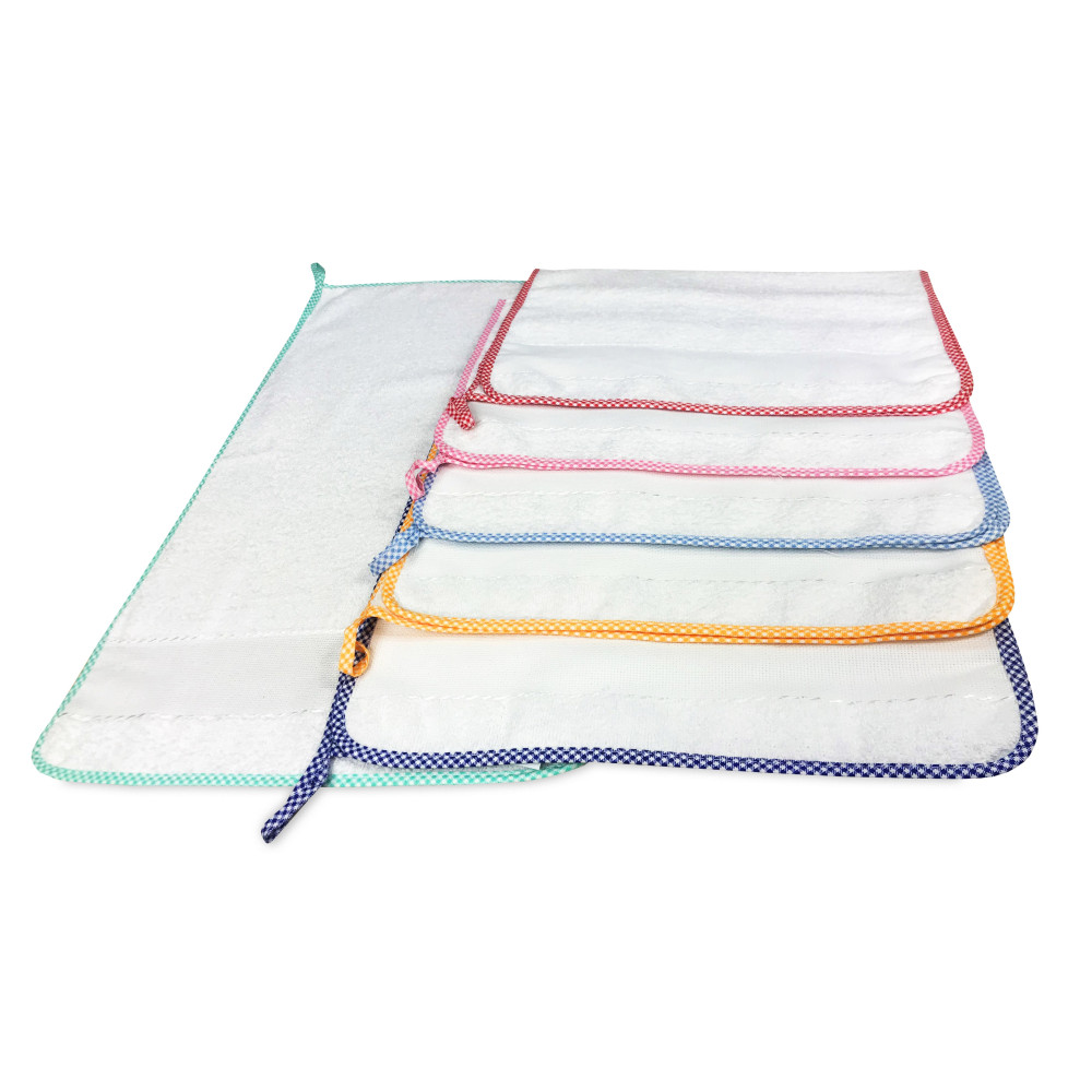 SET OF 6 THUMB © KINDERGARTEN TOWELS edged in SOLID COLOR with AIDA canvas to embroider the name