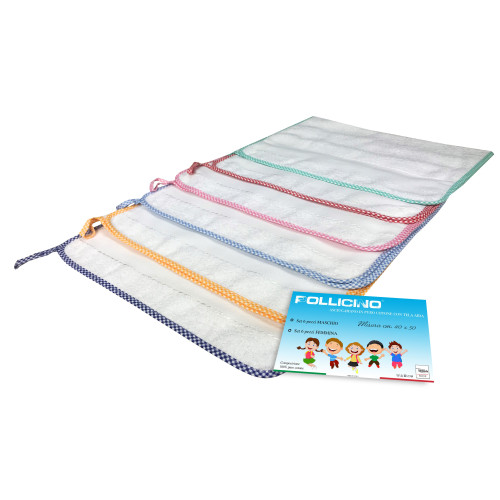 SET OF 6 THUMB © KINDERGARTEN TOWELS edged in SOLID COLOR with AIDA canvas to embroider the name