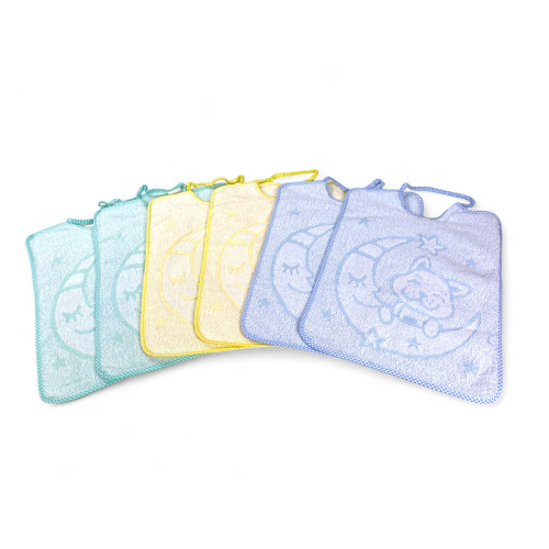 SET 6 BABEROS BABEROS BABY JACK CM © . Pinza MAXI tamaño 30x39 con elástico de puro algodón