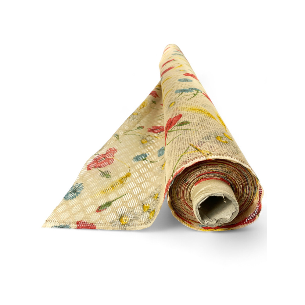 Zanzariera a Metro Fantasia Floreale di Papaveri, Rete Rombo, 150 cm Altezza, Made in Italy, Facile Installazione, Anti Insetti