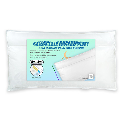 DuoSupport-Kissen mit doppelter Polsterung, weiches und hartes Bettkissen, innovatives BiComfort-Kissen aus Polyester und Baumwo