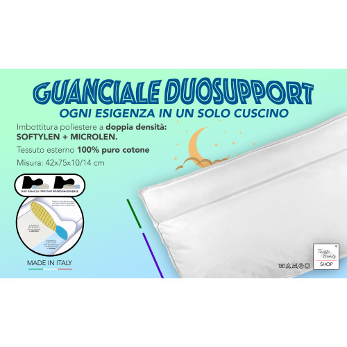 Guanciale DuoSupport con Doppia Imbottitura, Cuscino Letto Morbido e Duro, Innovativo Cuscino BiComfort in Poliestere e Cotone