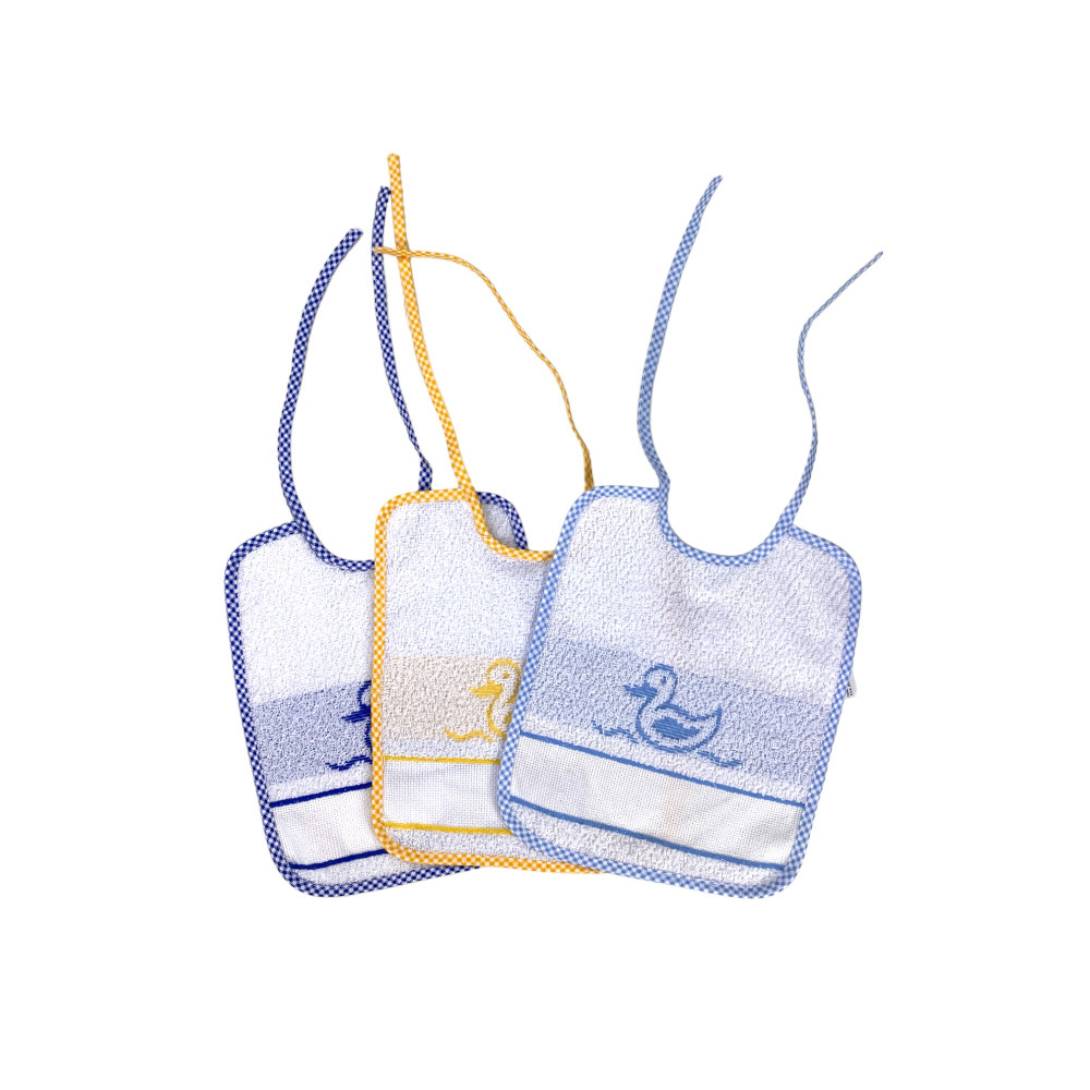 POPPY © MALE BABY BIB SET cm. 20x24 gag with laces and AIDA canvas