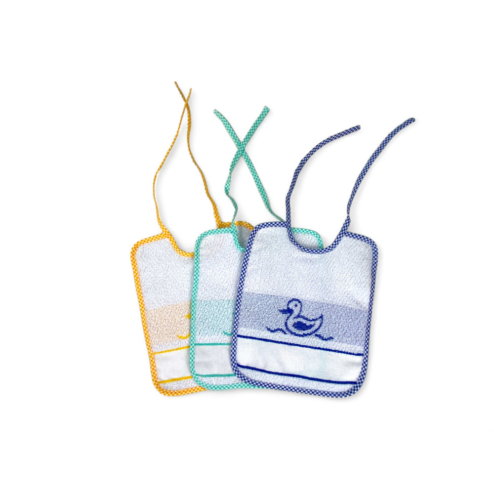 POPPY © MALE BABY BIB SET cm. 20x24 gag with laces and AIDA canvas