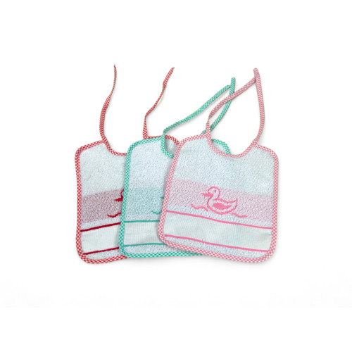 SET BAVETTES de FILLE COQUELICOT © cm. 20 x 24 gag avec de la dentelle et de la toile AÏDA