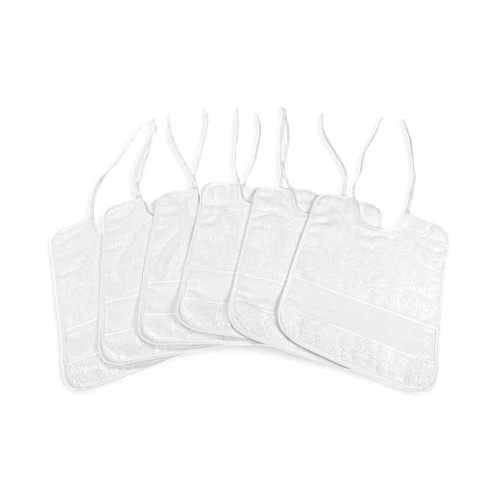 Lot de 6 bavoirs en pur coton blanc avec lacets, toile Aïda pour la broderie, double face 25x35 cm, haute résistance, fabriqué e