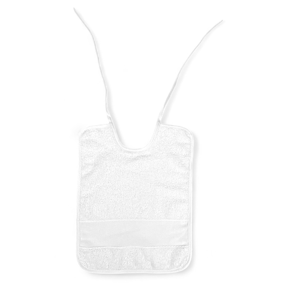 Set of 6 White Pure Cotton Bibs with Laces, Aida Canvas for Embroidery, Double Face 25x35 cm, High Resistance, Made in Italy