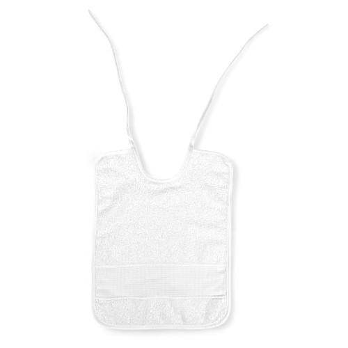 Set de 6 Baberos Blancos de Puro Algodón con Cordones, Lona Aida para Bordado, Doble Cara 25x35 cm, Alta Resistencia, Made in It