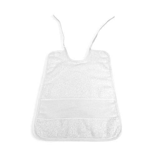 Set of 6 White Pure Cotton Bibs with Laces, Aida Canvas for Embroidery, Double Face 25x35 cm, High Resistance, Made in Italy