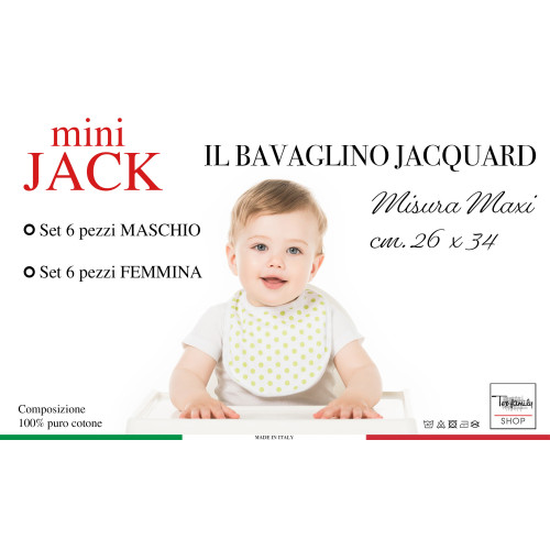 SET DE PETO PARA NIÑOS Y NIÑAS MINI JACK © cm. Mordaza 26x34 con elástico de puro algodón