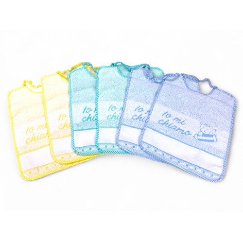100% Cotton Kindergarten Bibs with AIDA Canvas to Embroider, 25x34 cm, Customizable Bibs Set "Io Mi Chiamo", Made in Italy
