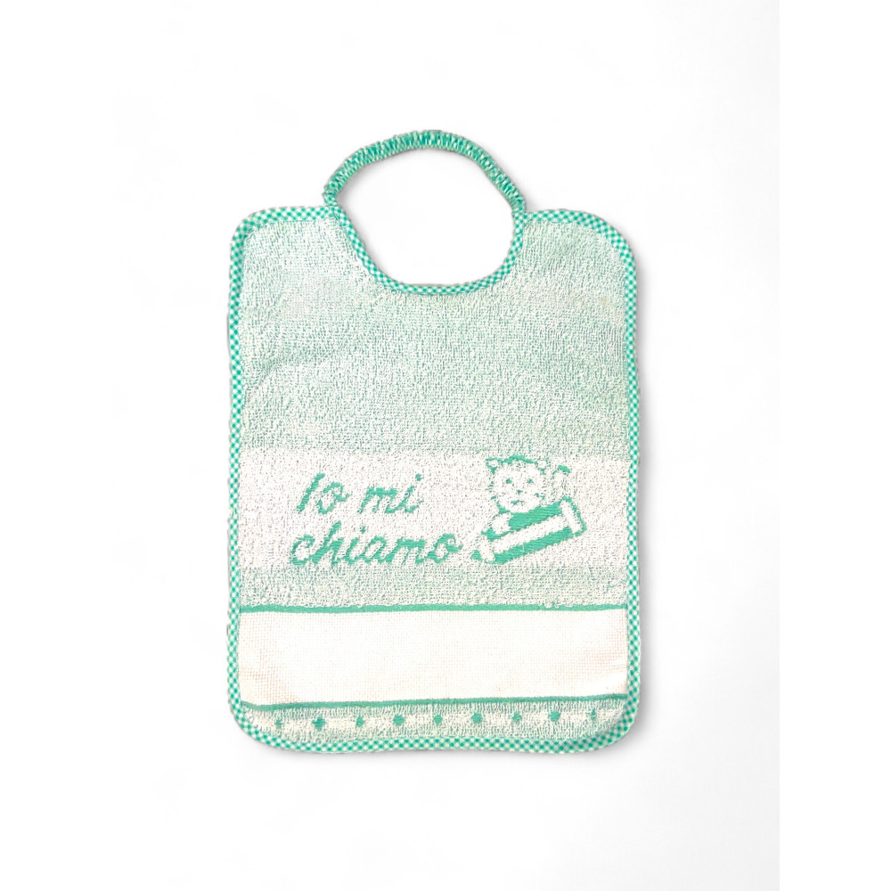 Baberos de Guardería 100% Algodón con Lona AIDA para Bordar, 25x34 cm, Set de Baberos Personalizables "Io Mi Chiamo", Made in It