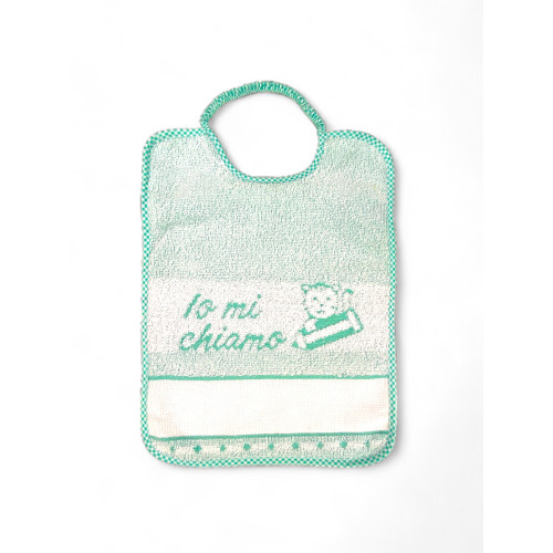 Baberos de Guardería 100% Algodón con Lona AIDA para Bordar, 25x34 cm, Set de Baberos Personalizables "Io Mi Chiamo", Made in It