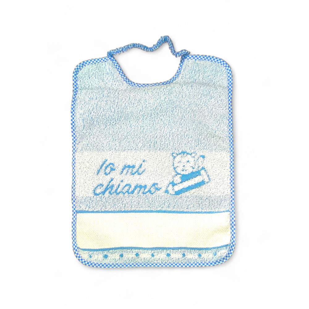 Bavaglini Asilo 100% Cotone con Tela AIDA da Ricamare, 25x34 cm, Set  Bavette Personalizzabili "Io Mi Chiamo", Made in Italy