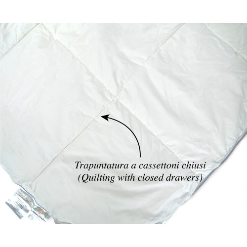 Piumino Invernale in pura Lana 100% Naturale, Wool Emotion, Rivestimento in Cotone Bianco Morbido, Profilo Argentato, 500gsm