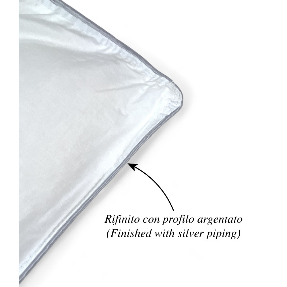 Plumífero de invierno en pura lana 100% natural, Wool Emotion, funda de algodón blanco suave, perfil plateado, 500 g/m²