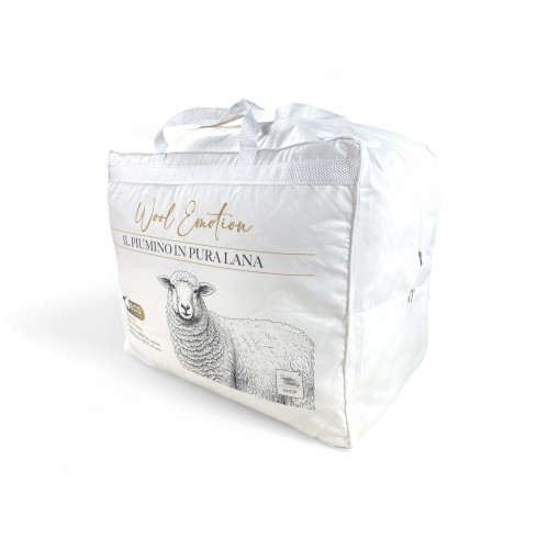 Doudoune d’hiver en pure laine 100% naturelle, Wool Emotion, Housse en coton blanc doux, profil argenté, 500g/m²