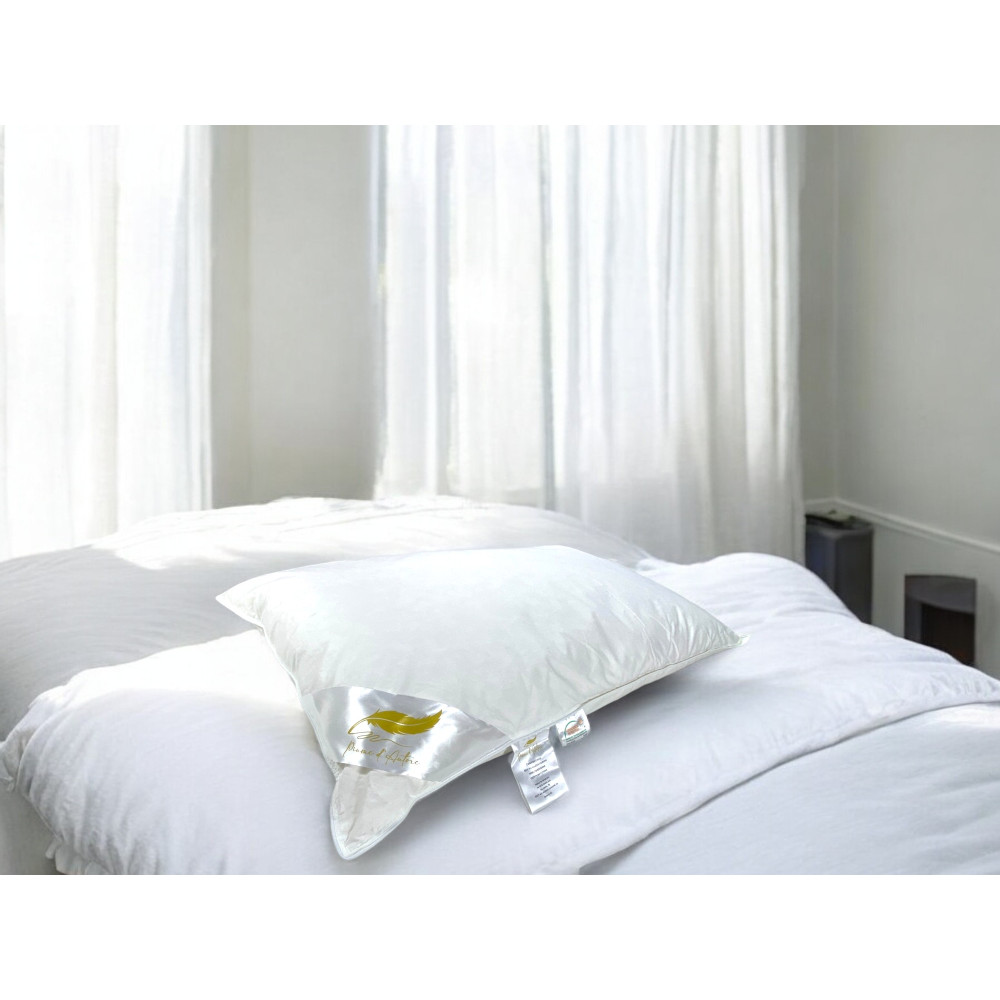 Almohadas de Plumas, Set de 2 Almohadas de Cama Doble Pluma de Ganso 50x80 cm, 1100g, Suaves, Hipoalergénicas y Ergonómicas