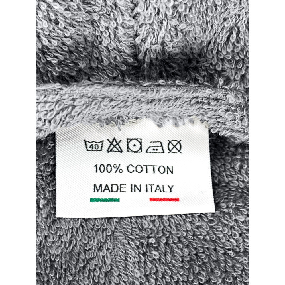 Bata de rizo chal sin capucha gris hecha de puro algodón made in Italy