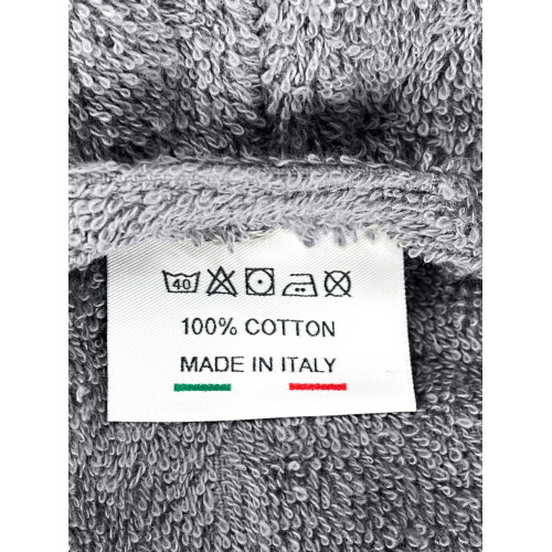 Peignoir châle en éponge gris sans capuche en pur coton fabriqué en Italie