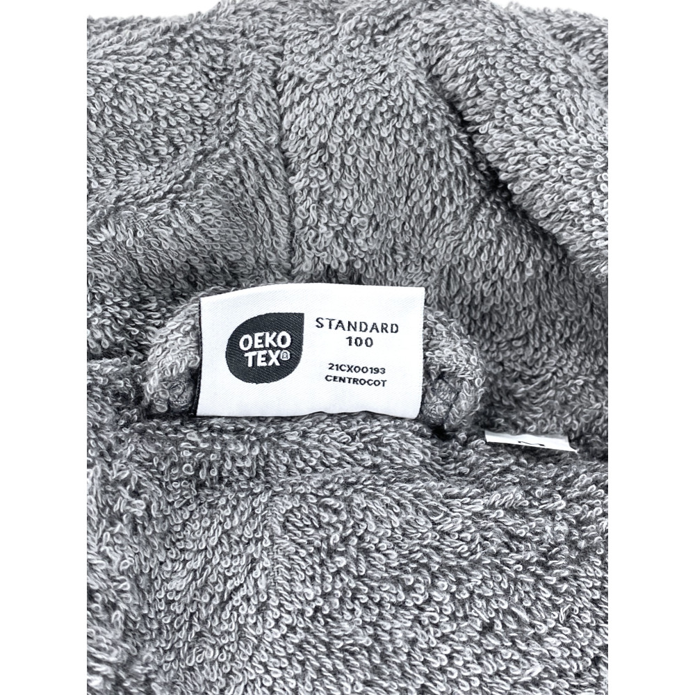 Bata de rizo chal sin capucha gris hecha de puro algodón made in Italy