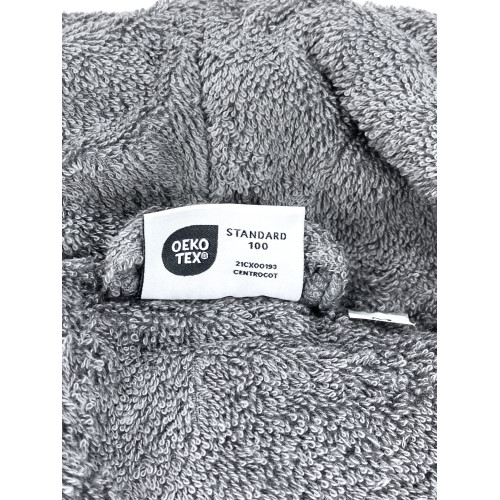 Grauer Schal-Frottee-Bademantel ohne Kapuze aus reiner Baumwolle, made in Italy