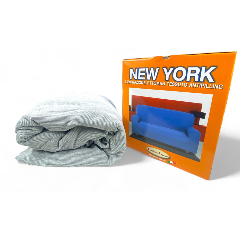 New York Grey Melange Stretch Sofa Cover, Scratch Resistant, for Sofas with Armrests, Universal Sofa Cover, Made in Italy