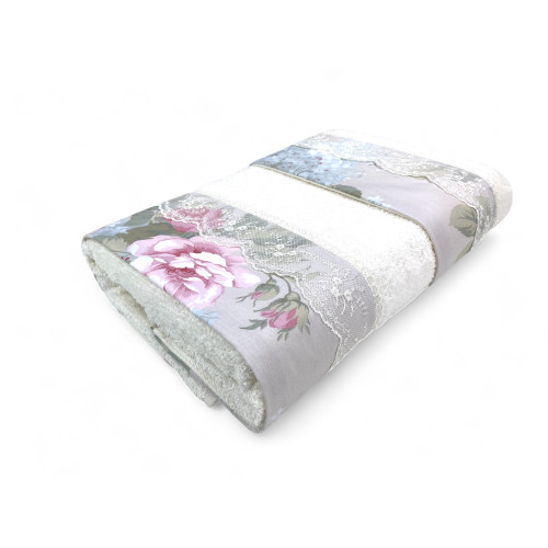 Juego de toallas 1+1 Macramé Lace Roseto Cream, puro algodón, Made in Italy, Idea de regalo, Caja elegante