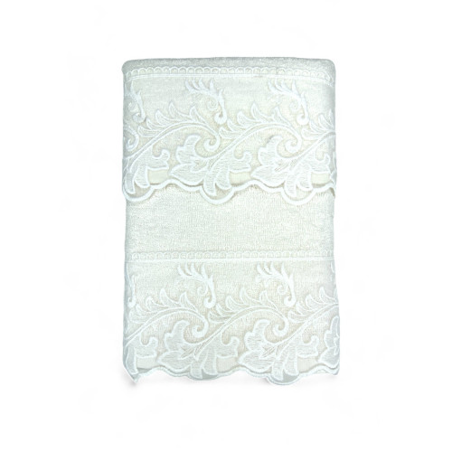 Towel Set 1+1 Macramé Lace Tuscan Cream, Pure Cotton, Made in Italy, Gift Idea, Elegant Box