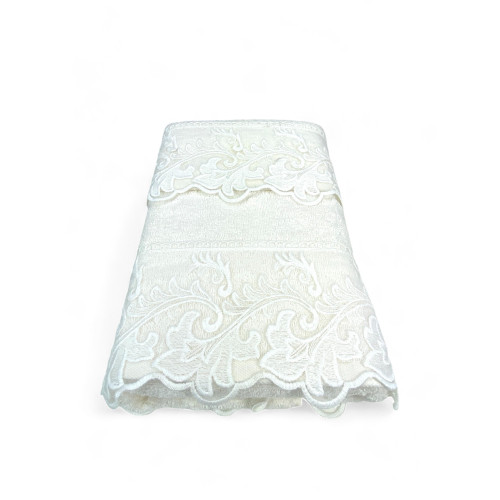 Set de serviettes 1+1 Macramé dentelle toscane crème, pur coton, fabriqué en Italie, idée cadeau, boîte élégante