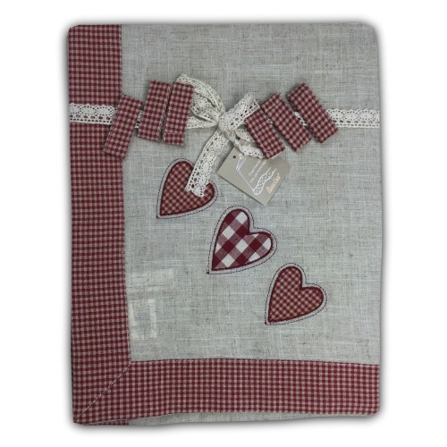 NAPPE DE TABLE DE SALLE À MANGER TYROL MAGGIE DE COEUR ROUGE AVEC PORTE-SERVIETTES