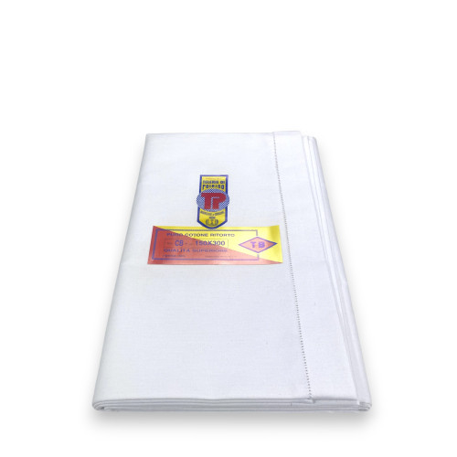Tb Poirino twisted cotton top sheet, embroidered rimstitch, thick fabric - 3 sizes - made in italy
