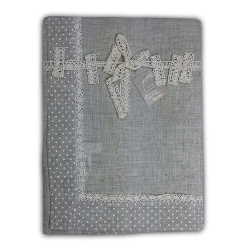 TYROLEAN TABLE COVER TABLECLOTH MOLLY POLKA DOTS WHITE WITH NAPKIN RING