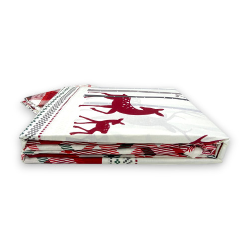 Funda nórdica escocesa con estampado de ciervo rojo en algodón de doble cara | Cama doble 255x200 cm con 2 fundas de almohada |