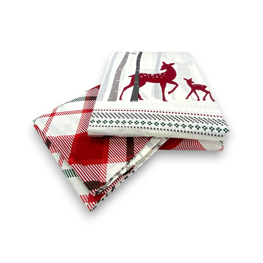Funda nórdica escocesa con estampado de ciervo rojo en algodón de doble cara | Cama doble 255x200 cm con 2 fundas de almohada |