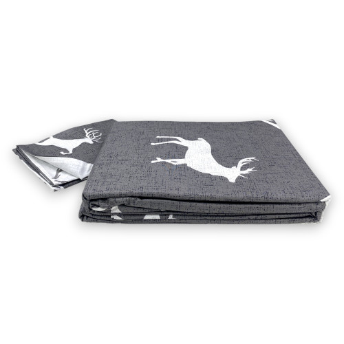 Zeitgenössischer Bettbezug im rustikalen Stil mit weißem Hirsch auf grauem Hintergrund | Doppelbett 255x200 cm | Doppelseitige B