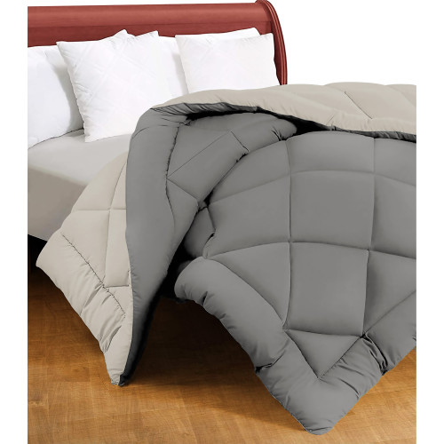 Couette double face Caldo gris 300 gr/m² - Couette d’hiver chaude et résistante 250x250 cm