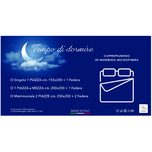 Funda nórdica Blue Stripe en suave microfibra | Mano de pesca | Lavable a máquina | Hecho en Italia